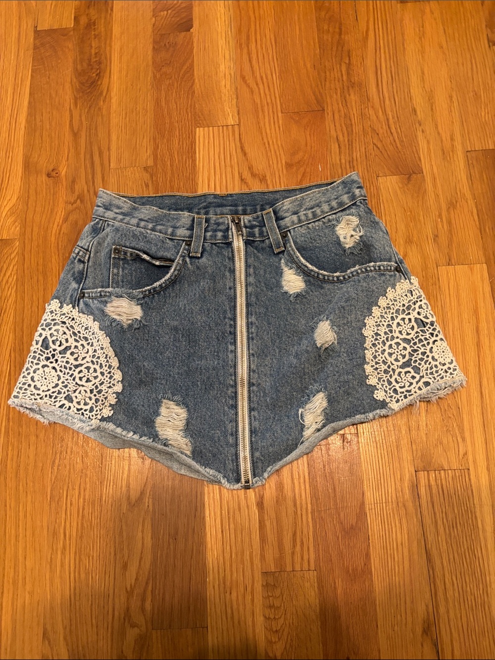 Carmar Denim Lace Skirt